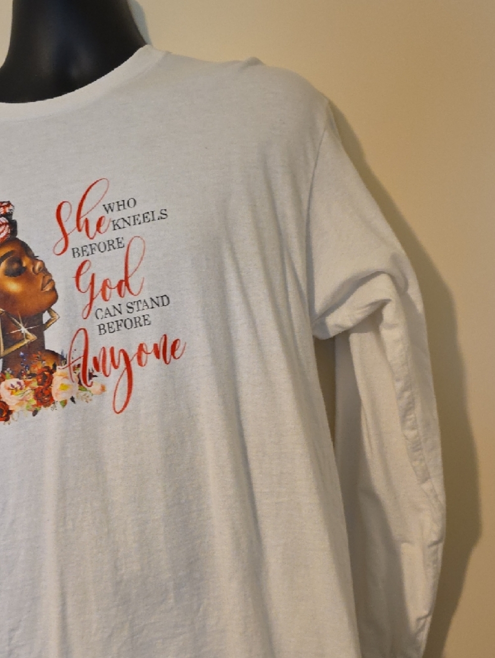 White Graphic  Tee with Inspirational Design - Picture 4 of 6